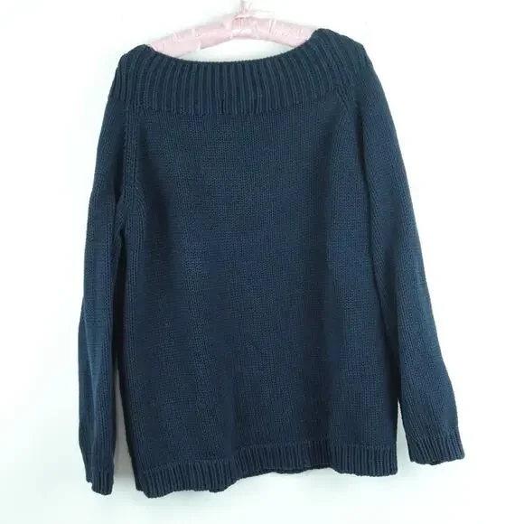 Lauren Ralph Lauren 2X Sweater Navy Blue Heavy Cotton Vintage 90s Preppy Capsule - Picture 7 of 7